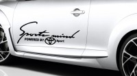 2 Stück Toyota Sports Mind Aufkleber Sticker 33,5cm x 23cm Aygo Yaris Verso-S Auris Corolla Avensis MR2 Celica GT86 Prius RAV4 Land Cruiser Hilux Proace